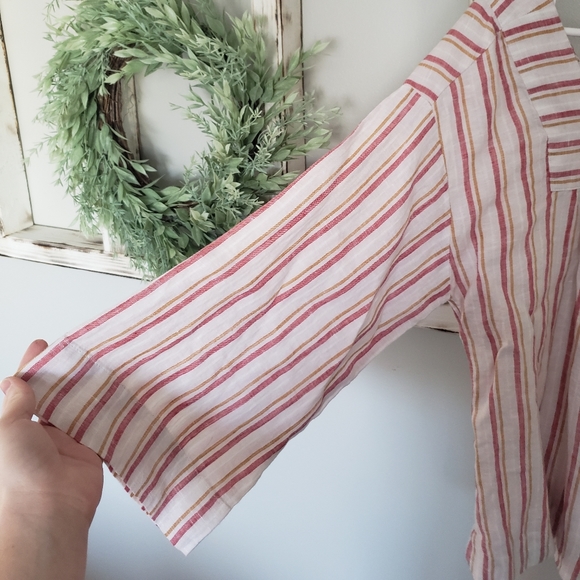 Rachel Zoe Linen Striped Flowy Boho Blouse - Picture 3 of 5